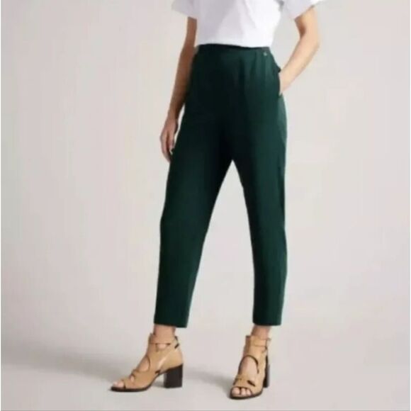 Ted Baker Aliadd Rib Detail Pull On Pant in Dark Green - Picture 2 of 12